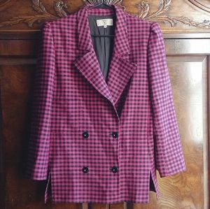Valentino Miss V pink houndstooth suit jacket 12